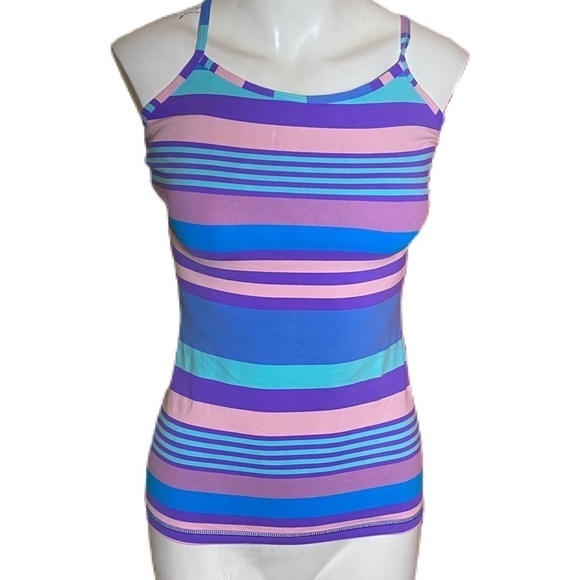Ivivva Lululemon Girls Striped Tank Top with Bra - Picture 1 of 6